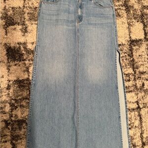 SNACK BY MOTHER DENIM long Women's Denim Maxi Skirt with side slits size 30